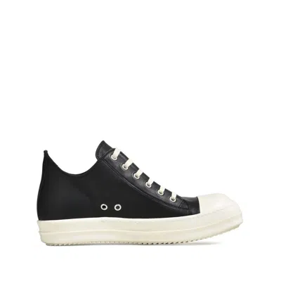 Rick Owens Leather Low Top Ramones Black Sneakers
