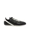 Rick Owens Black Low-top Sneakers With Contrasting Details In Leather Man In Black