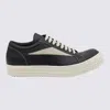 Rick Owens Women Black Low Top Sneakers With Contrasting Stitching In Leather Woman In Black