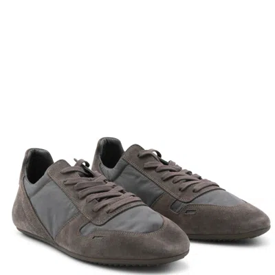 Rick Owens Minimal Suede And Nylon Sneakers In Brown