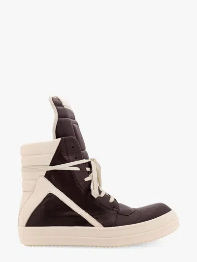 Rick Owens Trainers Geobasket In Pelle Con Maxi Linguetta In Black