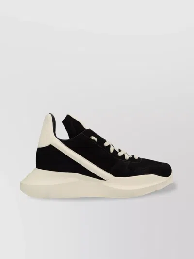 Rick Owens Sneakers Low-top Contrast Sole High-top Silhouette Pull Tab In Black