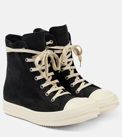 Rick Owens Sneaks High-top Canvas Sneakers In 911 Black/milk