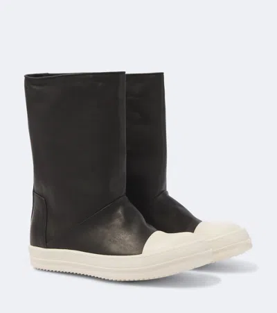Rick Owens Sneakwaders Leather Boots In Black