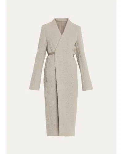 Rick Owens Soft Alpaca-blend Cyclops Long Wrap Coat In Dark Pearl