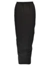 Rick Owens Soft Cotton Long Skirt With Back Split In Black