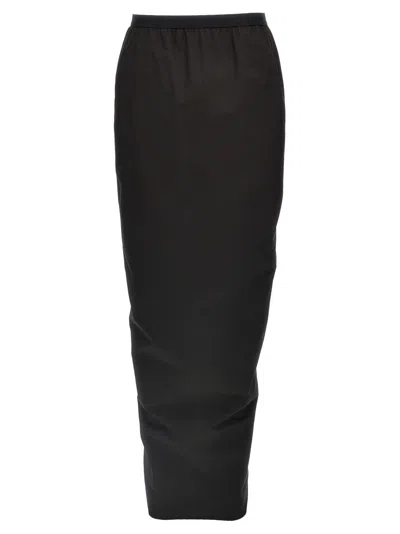 RICK OWENS SOFT COTTON LONG SKIRT WITH BACK SPLIT