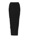 Rick Owens Soft Cotton Long Skirt With Back Split In Black