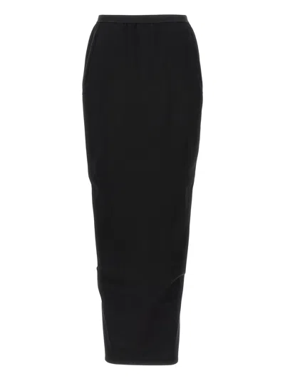 Rick Owens Pillar Compact Knit Maxi Skirt In Black