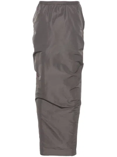 Rick Owens Soft Pillar Long Skirt In Grey
