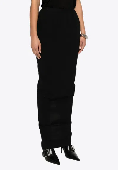 Rick Owens Soft Pillar Maxi Skirt In Black
