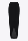Rick Owens Soft Pillar Asymmetric Wrap Long Skirt In Black