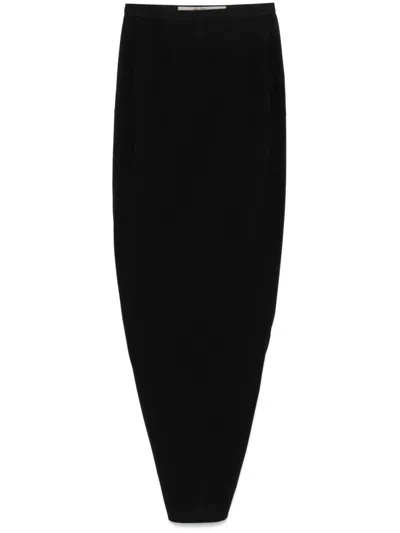 Rick Owens Soft Pillar Wool Long Skirt In Black