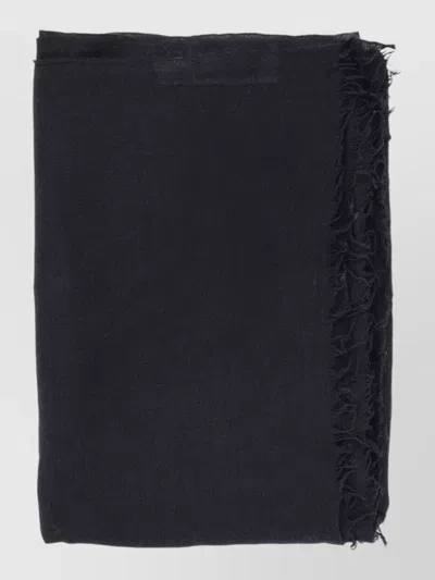Rick Owens Soft Texture Scarf Frayed Edge Design In Black