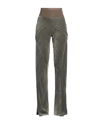 Rick Owens Solid Color Flared Trousers In Gray