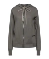 Rick Owens Solid Color Hooded Cardigan In Gray