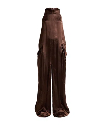 Rick Owens Solid Color Jumpsuits In Brown