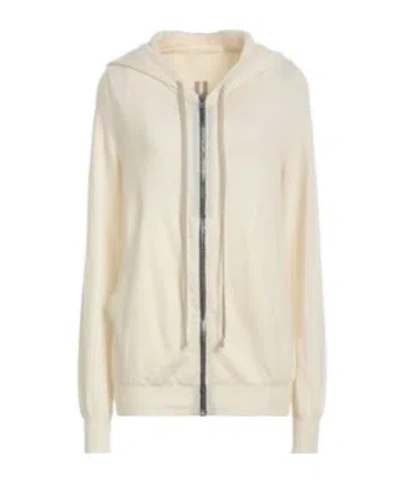 Rick Owens Solid Color Knitted Hooded Cardigan In Neutral