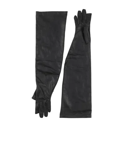 Rick Owens Solid Color Leather Gloves In Black