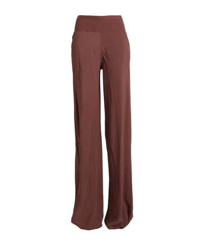 Rick Owens Solid Color Loose Fit Long Pants In Brown