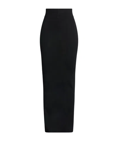 Rick Owens Solid Color Midi Skirt In Black