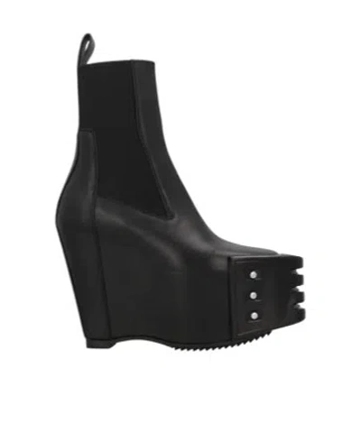 Rick Owens Solid Color Platform Boots In Black