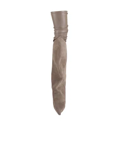 Rick Owens Solid Color Platform Boots In Brown