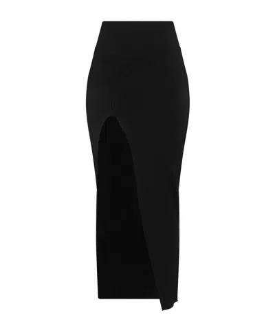 Rick Owens Solid Color Stretch Knit Bodycon Skirt In Black