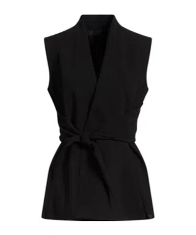 Rick Owens Solid Color Wool Suit Vest In Black