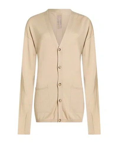 Rick Owens Solid Knit Cardigan In Nude