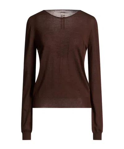 Rick Owens Solidcolor Lightweight Knit Sweater In Brown