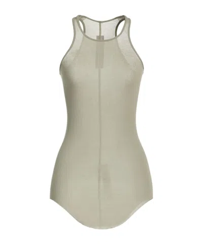 Rick Owens Solid-color Ribbed Sleeveless Vest In Green