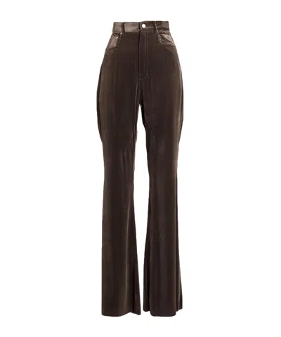 Rick Owens Solid-colored Corduroy Wide-leg Pants In Brown