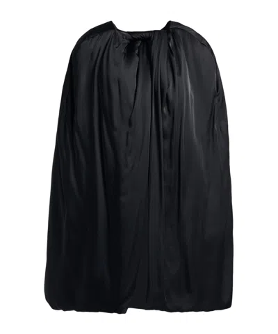 Rick Owens Solid-colored Satin Shawl Cape In Black