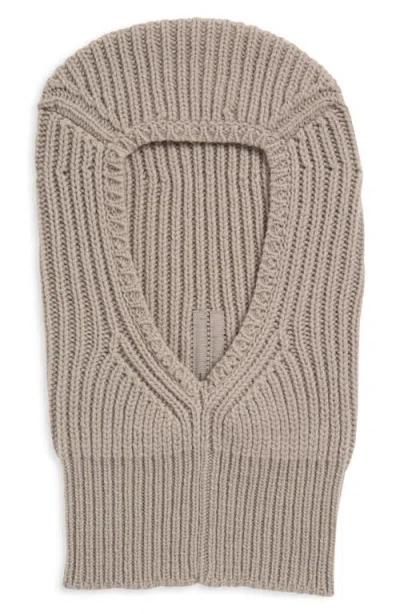 Rick Owens Sphinx Skull Rib Virgin Wool Balaclava In White