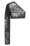 Rick Owens Ziggy One-sleeve Cropped Open-knit Top In Black