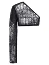 Rick Owens Ziggy One-sleeve Cropped Open-knit Top