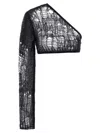Rick Owens Ziggy One-sleeve Cropped Open-knit Top
