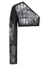 Rick Owens Ziggy One-sleeve Cropped Open-knit Top In Black