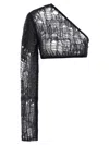 Rick Owens Ziggy One-sleeve Cropped Open-knit Top
