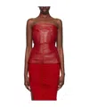 Rick Owens Red Bustier Leather Tank Top In Red