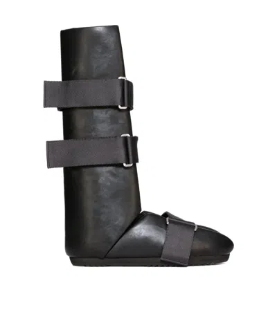 Rick Owens Splint Leather Knee Boots In Black
