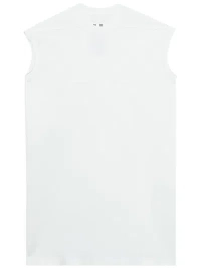 Rick Owens Splintered Tarp Cotton Tank Top In Milk