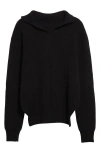 Rick Owens Split Turtleneck Wool Fisherman Sweater In Black