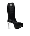 Rick Owens Square Head Riveted Short Boots In Black