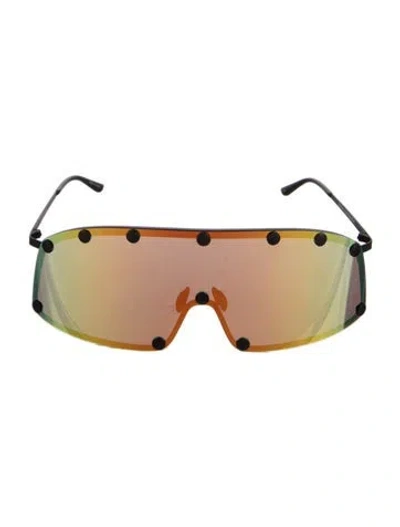 Pre-owned Rick Owens Square Mirrored Sunglasses In Black
