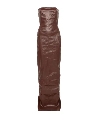 Rick Owens Square-neck Denim Gown In Red