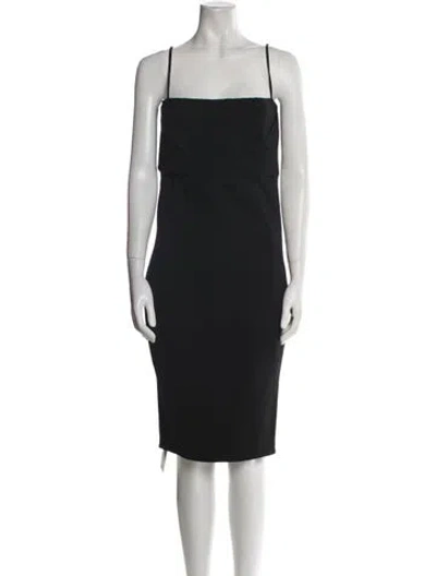 Pre-owned Rick Owens Square Neckline Knee-length Dress In Black