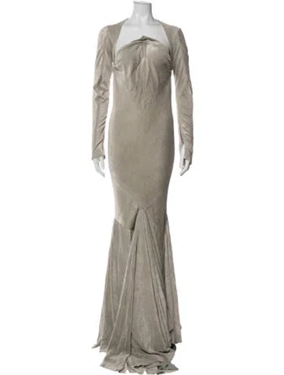 Pre-owned Rick Owens Square Neckline Long Dress In Gray