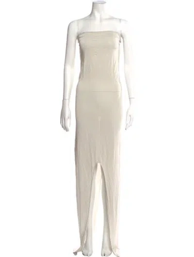 Pre-owned Rick Owens Square Neckline Long Dress In Neutral